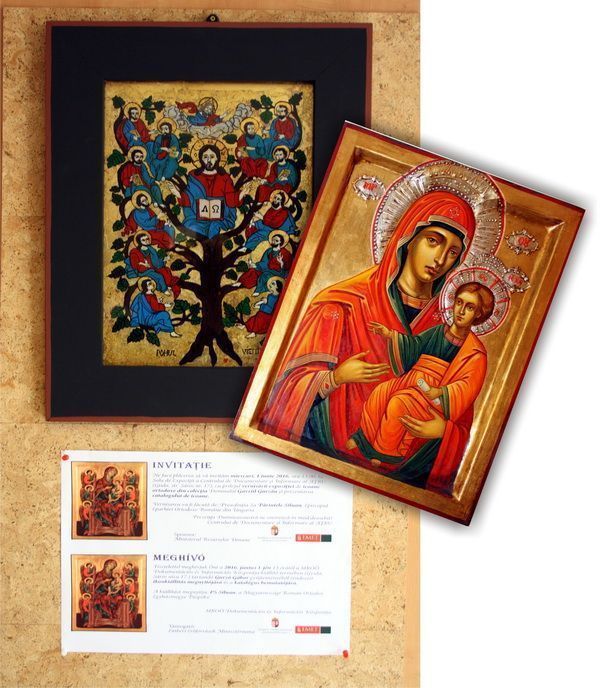 Expozitie de icoane Gyula Ungaria 2016 picturi pe lemn și pe sticlă de Călin Raluca și Roxana Bogatean