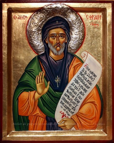 Sfântul Efrem Sirul icoană pe lemn