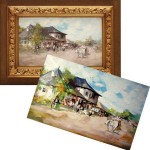 „Cârciumă la Rucăr” – reproducere pictură românească în ulei pe pânză