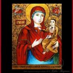 Maica Domnului de la Nicula icoană tradițională țărănească Icoană pictată pe sticlă, Roxana Bogătean, pictură naivă, artă românească, icoană pe sticlă, pictură în ulei, de vânzare, la comandă