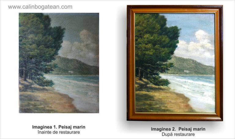 Restaurare tablou peisaj la marginea mării