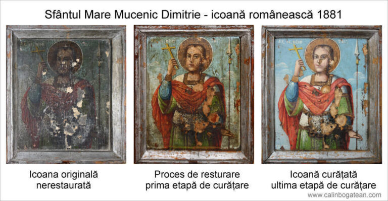 Restaurare icoană pe lemn Sfântul Dimitrie