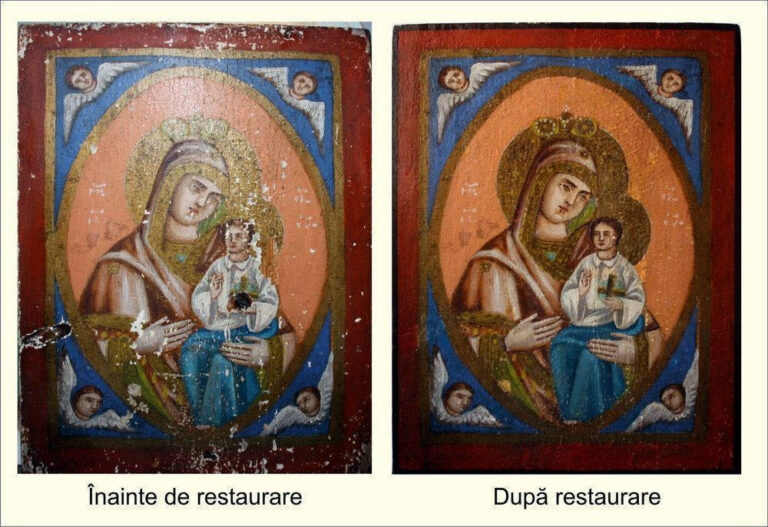 Restaurare  icoană Maica Domnului cu Pruncul