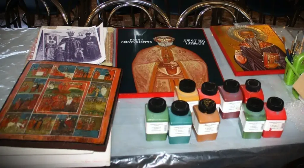 Icoane ortodoxe pictate în cadrul cursurilor de iconografie susținute de prof. pictor Călin Bogătean