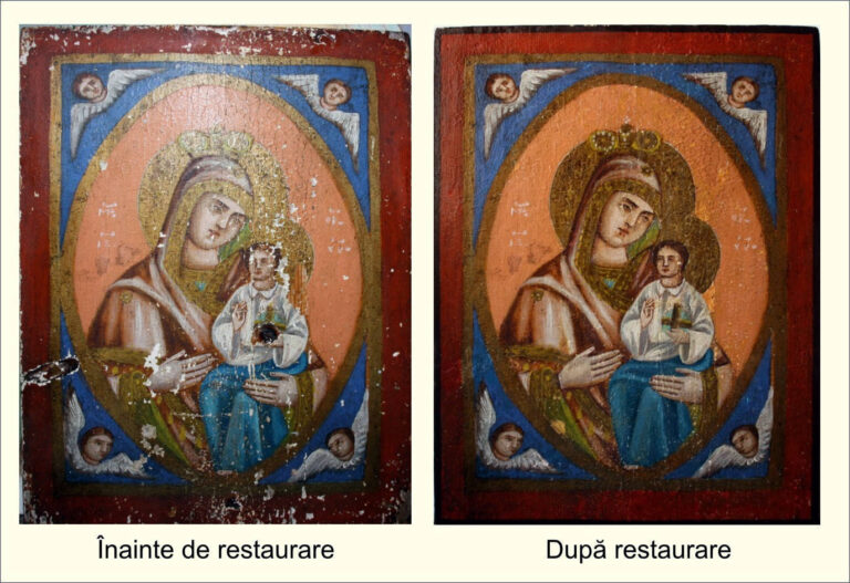 Restaurare  icoană Maica Domnului cu Pruncul