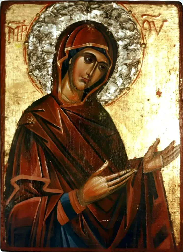 Maica Domnului cu Pruncul, icoană tempera pe lemn, 2005, Călin Bogătean