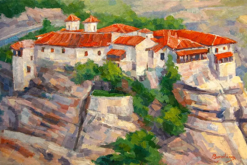 Lucrare intitulată „Meteora”, pictură contemporană în ulei pe pânză de Călin Bogătean