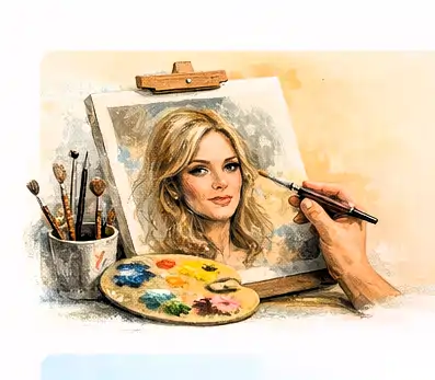 Aprobare finală și modificări portret | Călin Bogătean Clientul aprobând portretul final și solicitând modificări, realizat de Călin Bogătean