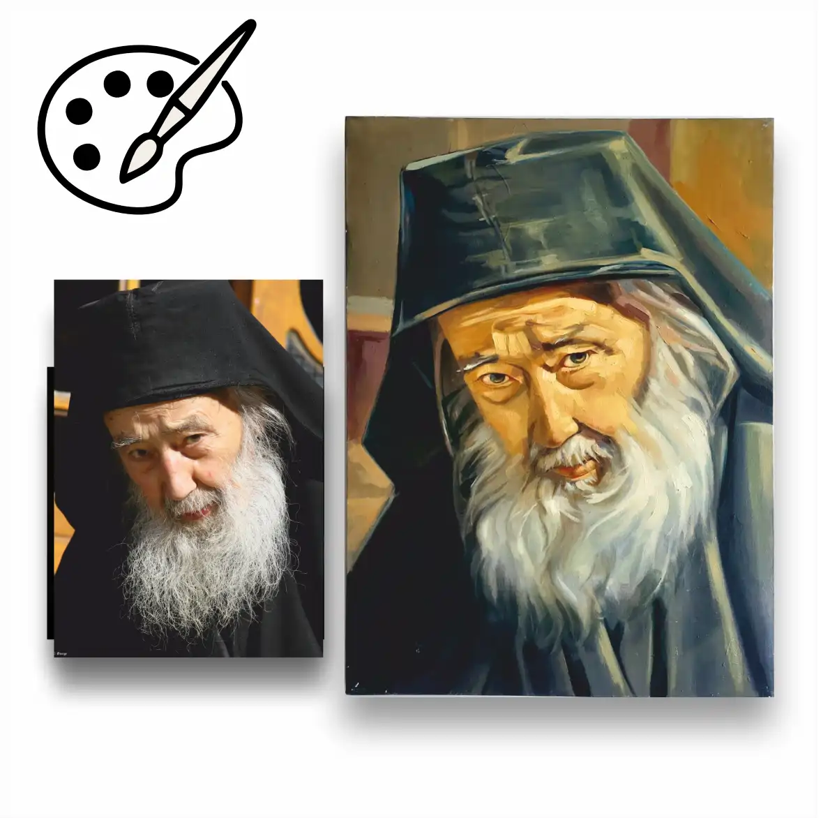 Portrete de oameni în ulei – portret pictat manual pe pânză, realizat după fotografie