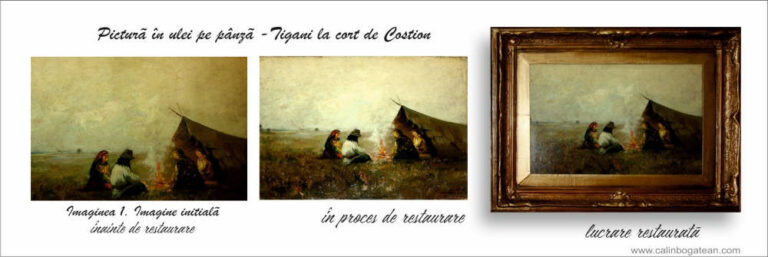 restaurare-tablou-țigani-în-șatră-CONSTANTIN-IONESCU-COSTION