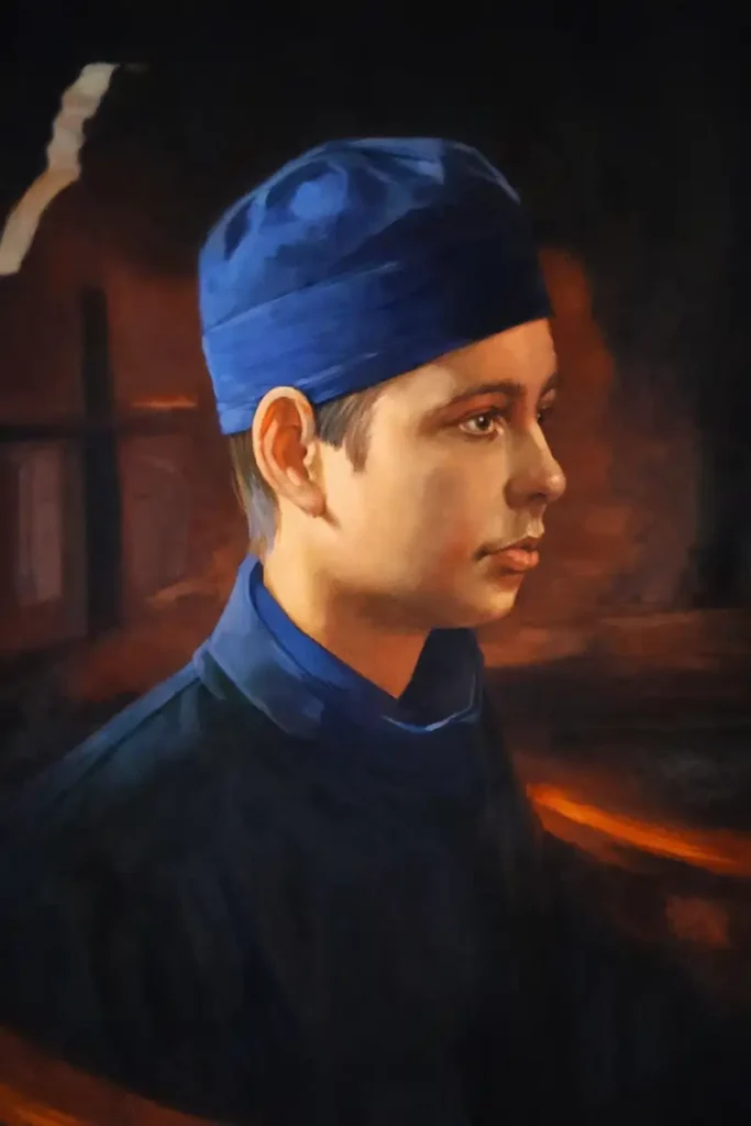 Portret de călugăr din Muntele Athos, pictură în ulei pe pânză