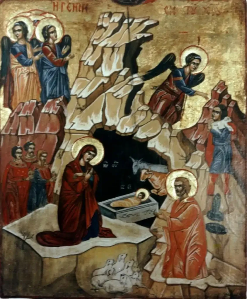 coană pe lemn reprezentând Nașterea Domnului, pictată manual în tempera, 2017 Praznice icoană pe lemn pictată manual scenă religioasă bizantină reinterpretată preț icoană de praznic preț icoană de praznic Icoană pe lemn reprezentând Nașterea Domnului, pictată manual în tempera, 2017 Praznice icoană pe lemn pictată manual scenă religioasă bizantină reinterpretată