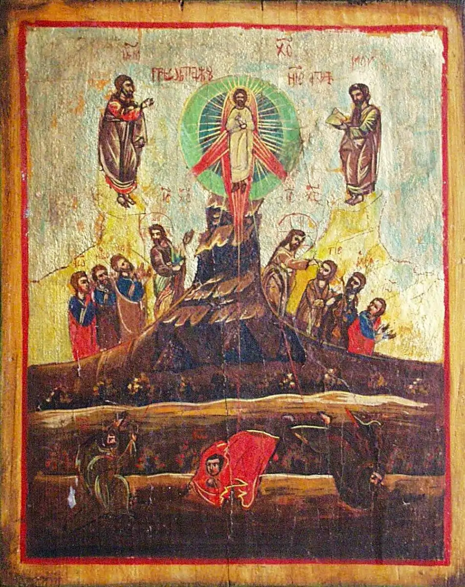 Icoană Schimbarea la Față pictată manual pe lemn, tempera, 2007 Icoană Schimbarea la Față pictată manual pe lemn, tempera, 2007
