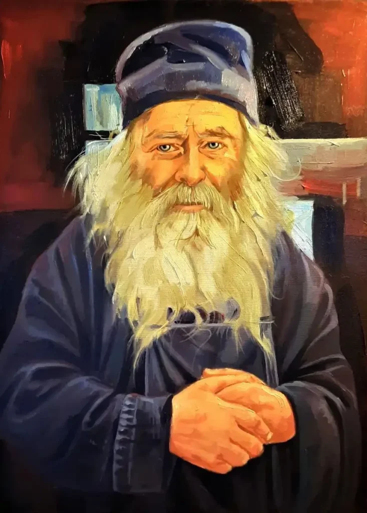 Portret de călugăr athonit, pictură în ulei pe pânză
