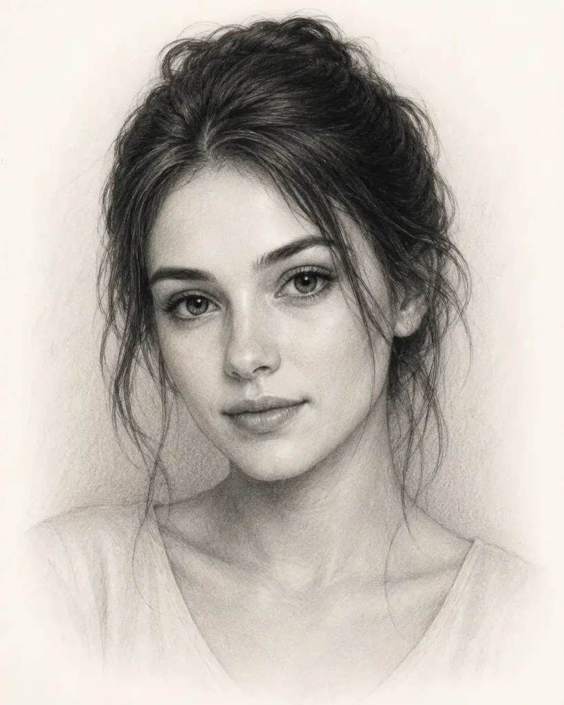 Portret bust realizat manual în creion și cărbune după fotografie Portret bust realizat manual în creion și cărbune după fotografie