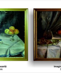 Restaurare tablou natură moartă cu fructe și pahar de vin