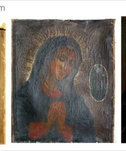 Restaurare pictură religioasă Madona rugându-se