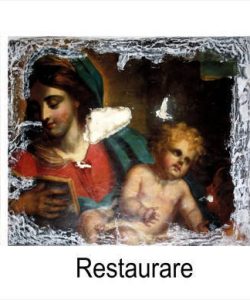 Restaurare tablou Madona cu pruncul pictură realistă