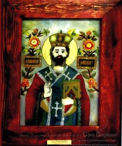 Sfântul Ierarh Nicolae – icoană pe sticlă Sfântul Ierarh Nicolae – icoană pe sticlă pictată în tempera