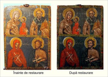 Restaurare  icoană în două registre