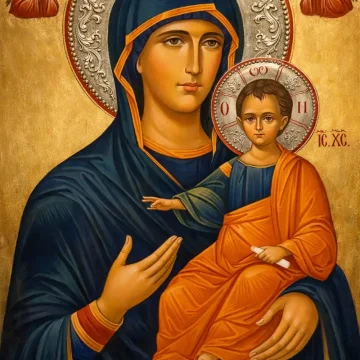 Maica Domnului Hodighitria cu Pruncul, icoană tempera pe lemn, 2026, Călin Bogătean