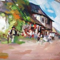 „Cârciumă la Rucăr” – reproducere în ulei, vedere de ansamblu