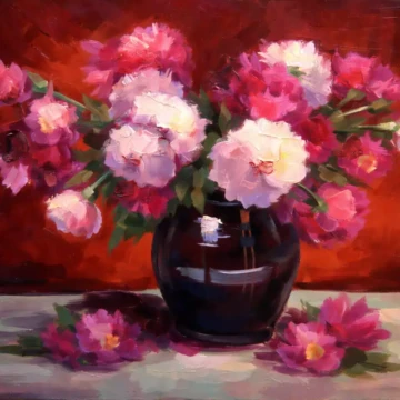 Crizanteme
Pictură în ulei pe pânză, 2018
60 × 50 cm Crizanteme, natură statică în ulei pe pânză, 2018