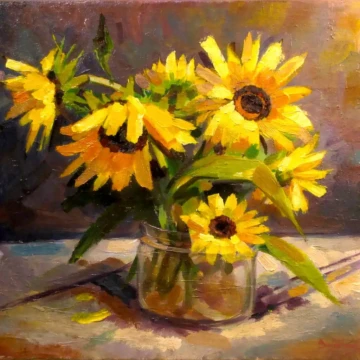 Floarea-soarelui
Pictură în ulei pe pânză, 2016
50 × 50 cm Floarea-soarelui, natură statică în ulei pe pânză, 2016