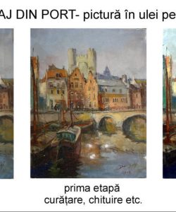 Restaurare tablou pictură bărci în port