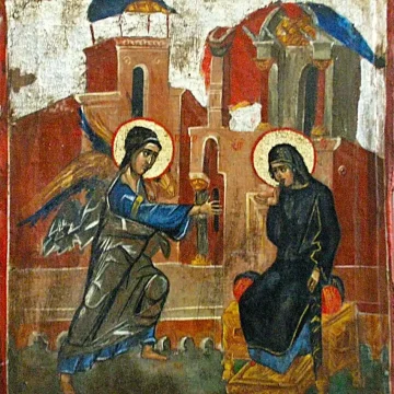 Buna Vestire
Tempera pe lemn, 2007
40 × 30 cm Icoană Buna Vestire pictată manual pe lemn, tempera, 2007