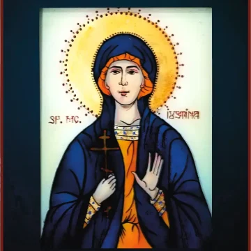 Sfânta Iustina
Icoană pe sticlă, ulei, 2022
40 × 30 cm Icoană pe sticlă reprezentând Sfânta Iustina, reinterpretare contemporană în stil iconografic tradițional
