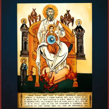 Sfânta Treime
Icoană pe sticlă, ulei, 2024
40 × 30 cm Icoană pe sticlă reprezentând Sfânta Treime, reinterpretare contemporană în stil iconografic tradițional