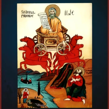 Sfântul Prooroc Ilie
Icoană pe sticlă, ulei, 2024
40 × 30 cm Icoană pe sticlă reprezentând Sfântul Prooroc Ilie, reinterpretare contemporană în stil iconografic tradițional