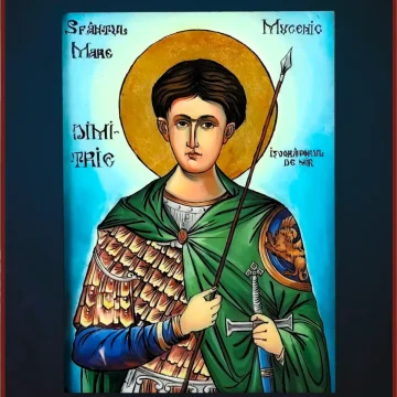 Sfântul Mare Mucenic Dimitrie, Izvorâtorul de Mir
Icoană pe sticlă, ulei, 2024
40 × 30 cm Icoană pe sticlă reprezentând Sfântul Mare Mucenic Dimitrie, Izvorâtorul de Mir, reinterpretare contemporană în stil iconografic tradițional