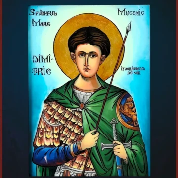 Sfântul Mare Mucenic Dimitrie, Izvorâtorul de Mir
Icoană pe sticlă, ulei, 2024
40 × 30 cm Icoană pe sticlă reprezentând Sfântul Mare Mucenic Dimitrie, Izvorâtorul de Mir, reinterpretare contemporană în stil iconografic tradițional