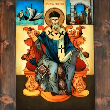 Sfântul Spiridon
Icoană pe sticlă, ulei, 2023
40 × 30 cm Icoană pe sticlă reprezentând Sfântul Spiridon, reinterpretare contemporană în stil iconografic tradițional