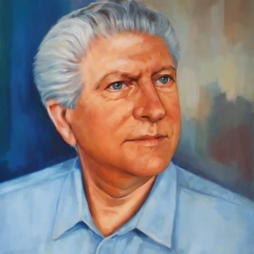 Portret de bărbat
Pictură, ulei pe pânză, 2016
60 × 50 cm Portret masculin contemporan în pictură figurativă, realizat în ulei pe pânză de Călin Bogătean