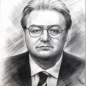 Desen realist în creion – Corneliu Vadim Tudor Portret Corneliu Vadim Tudor desenat în creion de artistul Călin Bogătean