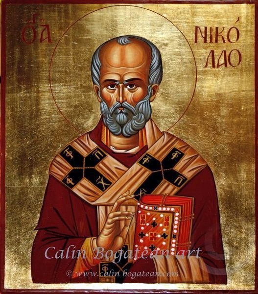 Sfântul Ierarh Nicolae icoană pictură pe lemn